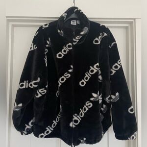 Adidas faux fur cropped jacket